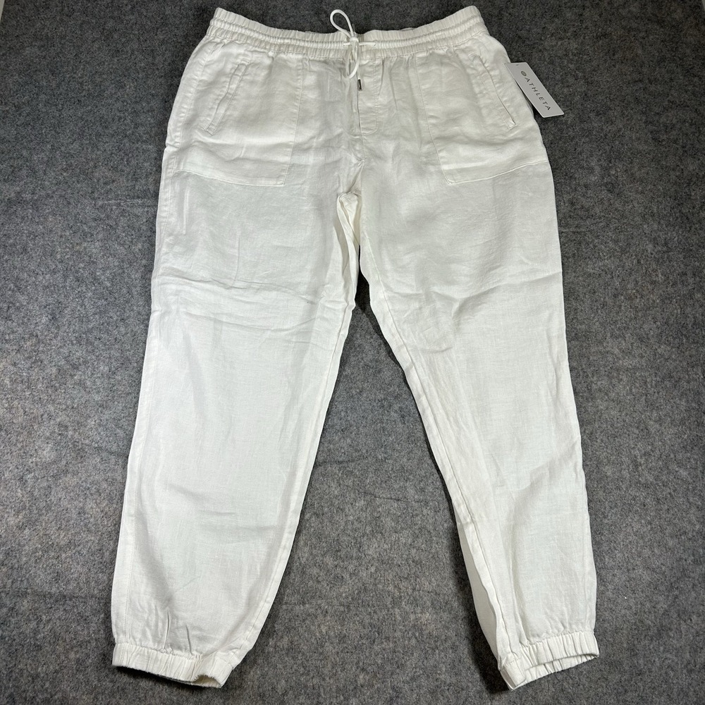 Athleta Retreat Linen Jogger Womens XL White Lightweight Travel Capsule